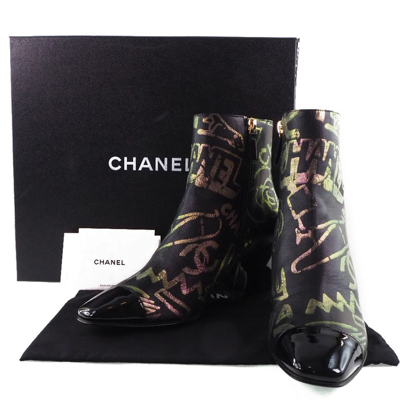 [CHANEL] Chanel 
 Short boots 
 Paint 19A G35073 Leather Black SHORT BOOTS Ladies S rank