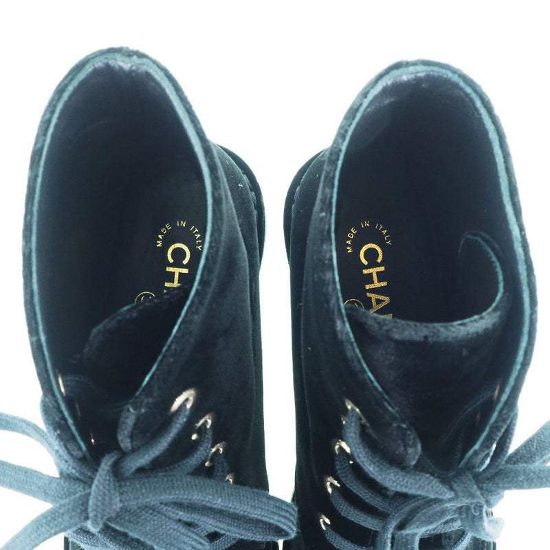 [香奈儿]香奈儿 
 Cocomark靴子 
 蕾丝-UP G33127 Velor Black Coco Mark Ladies S等级