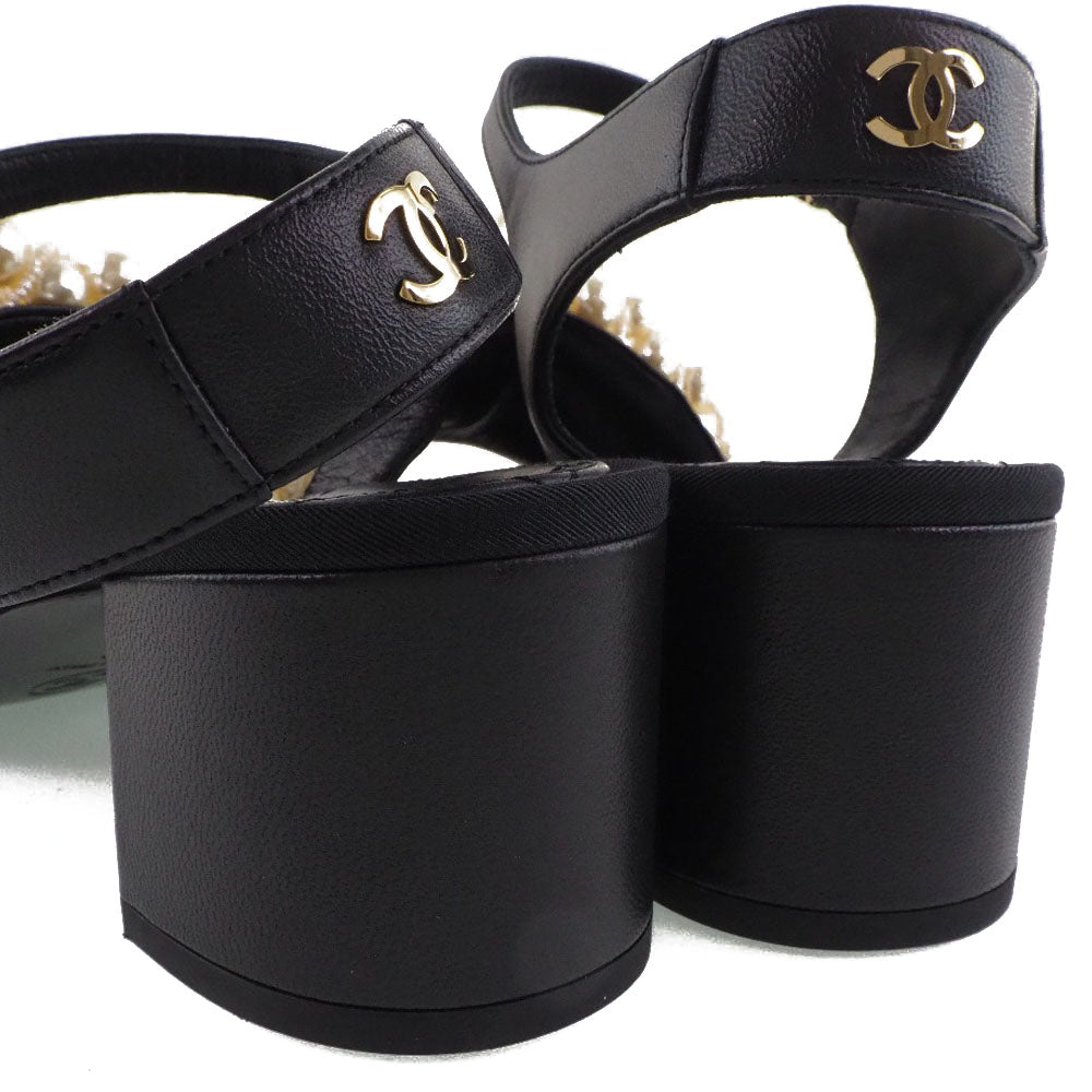 CHANEL シャネル　ココマークビーズ　ストライプ ミュール CHANEL】シャネル アンクルストライプ サンダル ココマーク 2020SS