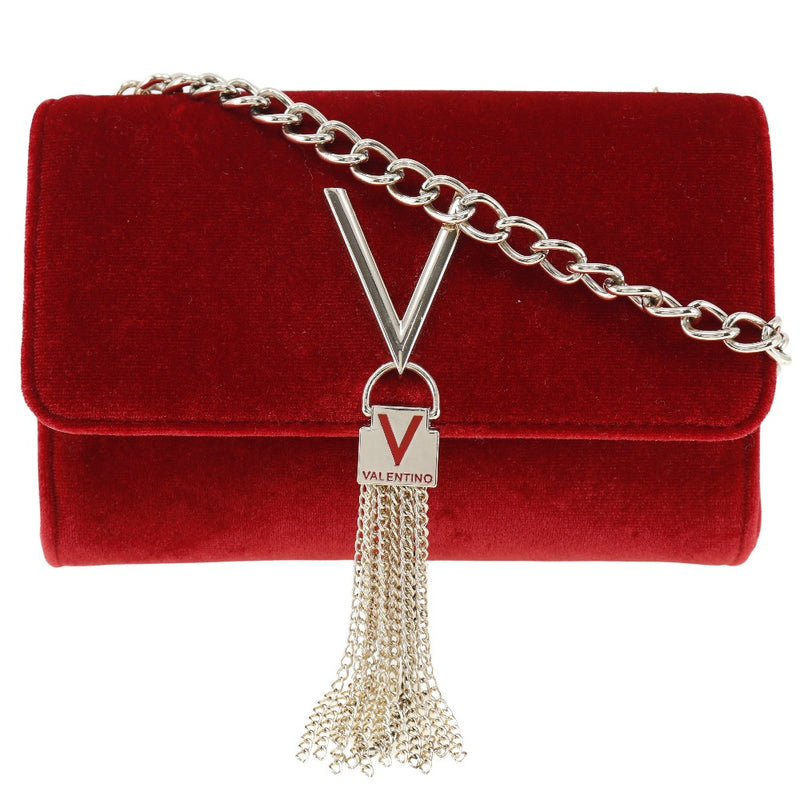 [Valentino] Valentino 
 Divina Shoulder Bag
 ChainShoulder Tassel velvet red diagonal snap button Divina ladies A-rank