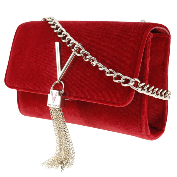 [Valentino] Valentino 
 Divina shoulder bag 
 Chain shoulder tassel velvet red hanging snap button Divina ladies A-rank