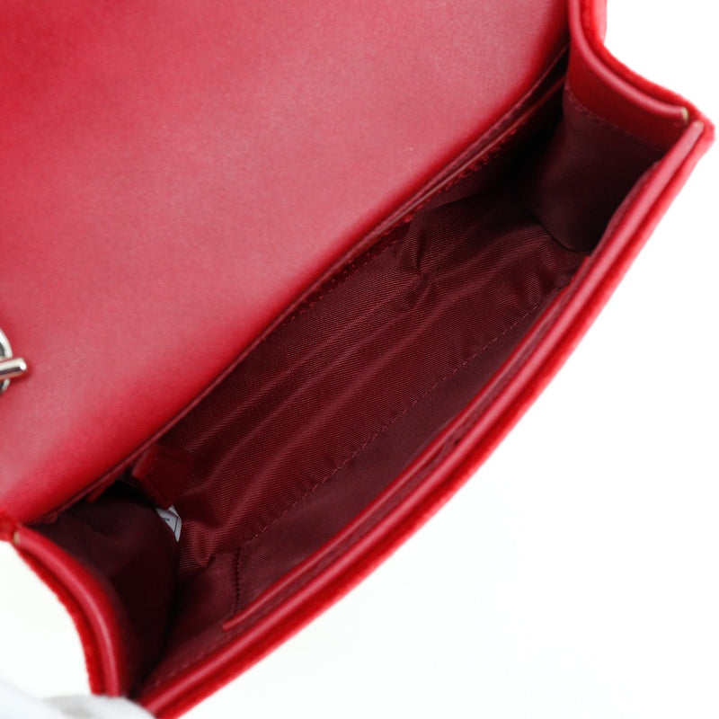 [Valentino] Valentino 
 Bolso de hombro de Divina 
 Cadena Hombra Tassel Velvet Rojo Botón Snap de colgantes Divina Damas A-Rank