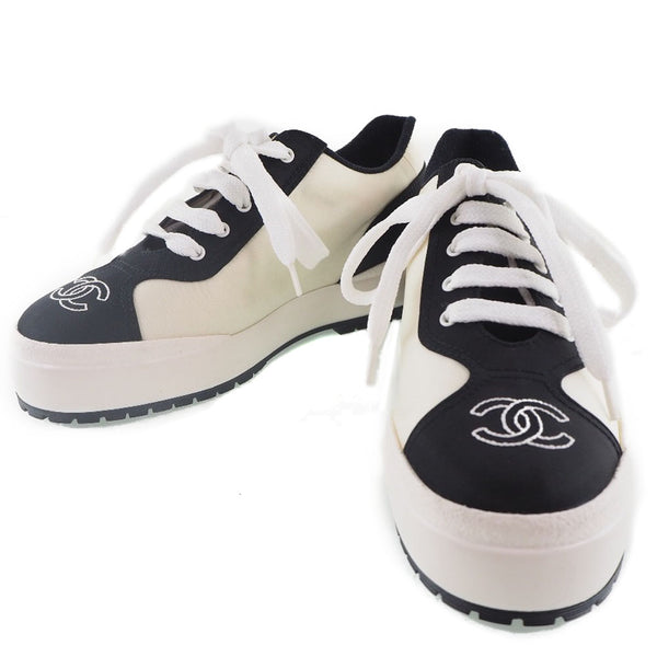 [Chanel] Chanel Coco Mark Sneakers Plateforme épaisse seme nylon noir coco mark féminin