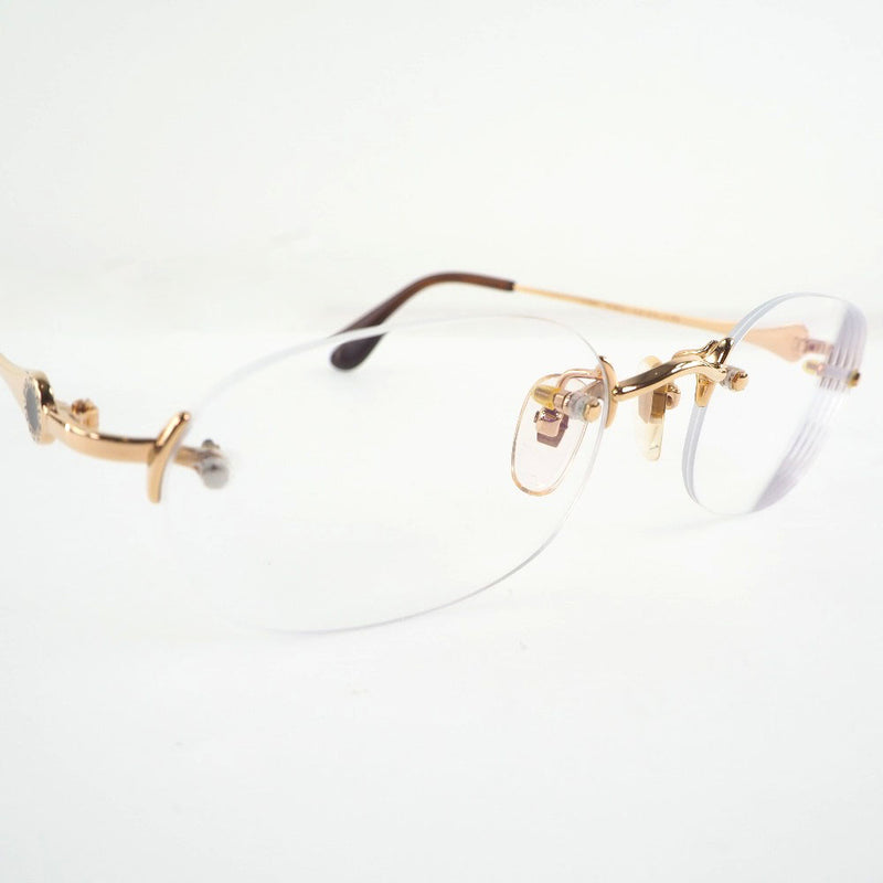 【BVLGARI】ブルガリ
 メガネフレーム（※度入り） メガネ
 ツーポイント 206K オニキス ゴールド 52□20　135刻印 Glasses frame (*Prescription included) レディース