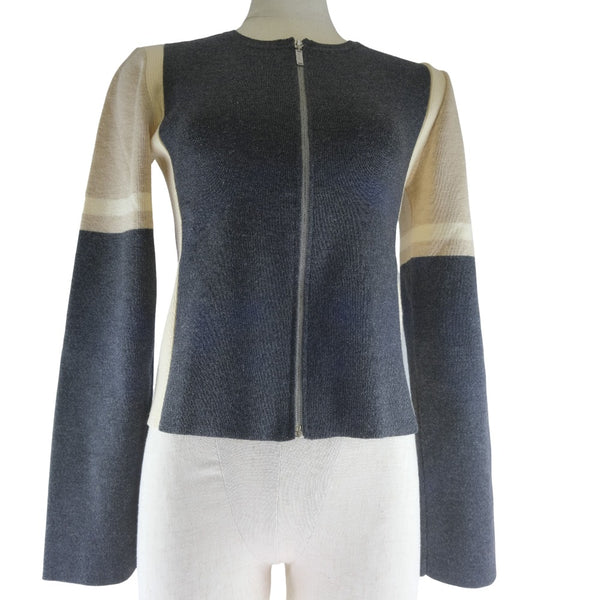 [CHANEL] Chanel 
 Fastener tops sweater 
 P16686W02696 Wool Gray ZIPPER TOPS Ladies A+Rank