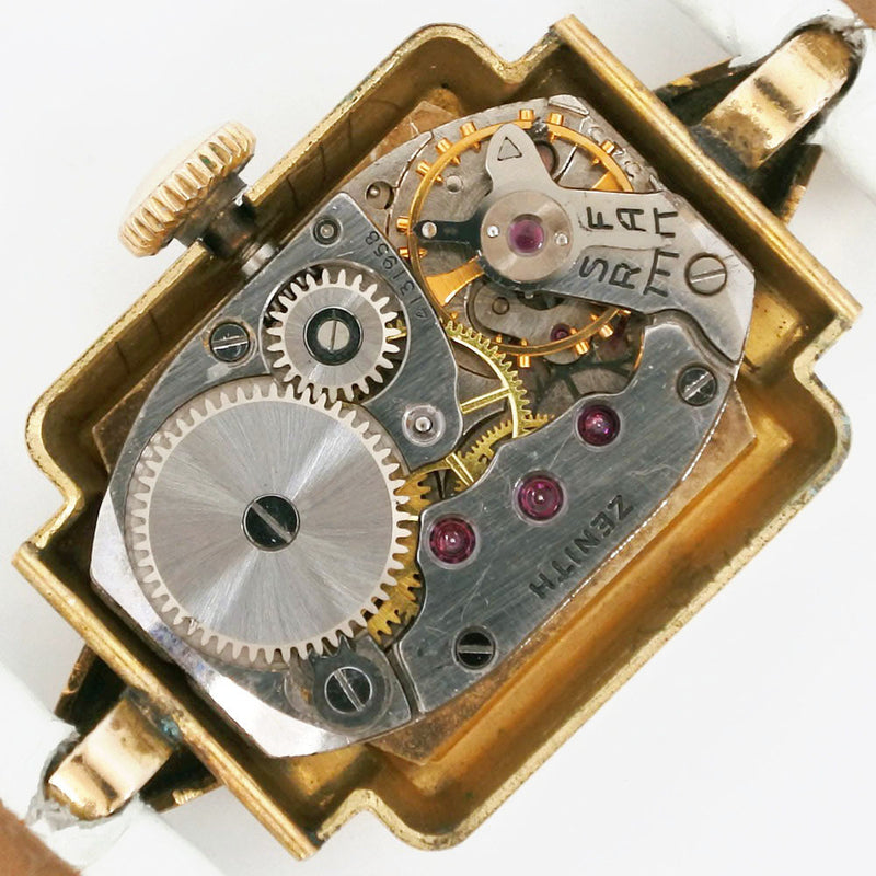 【ZENITH】ゼニス
 腕時計
 ステンレススチール×レザー ゴールド 手巻き ゴールド文字盤 レディースB-ランク