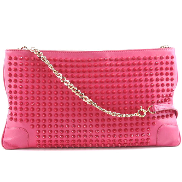 [Christian Louboutin] Christian Louboutin Shouther Bag Bashing Bag Studs 3120508 송아지 핑크 지퍼 어깨 뒷면 여성