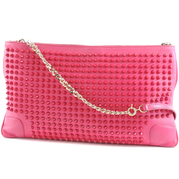 [Christian Louboutin] Christian Louboutin Shouther Bag Bashing Bag Studs 3120508 송아지 핑크 지퍼 어깨 뒷면 여성