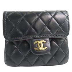 [Chanel] Chanel 
 Bolsa de cintura de cadena 
 Micro Matrasse Rare Vintage Ram Skin Black Snap Button Chain Pochette Damas A Rank