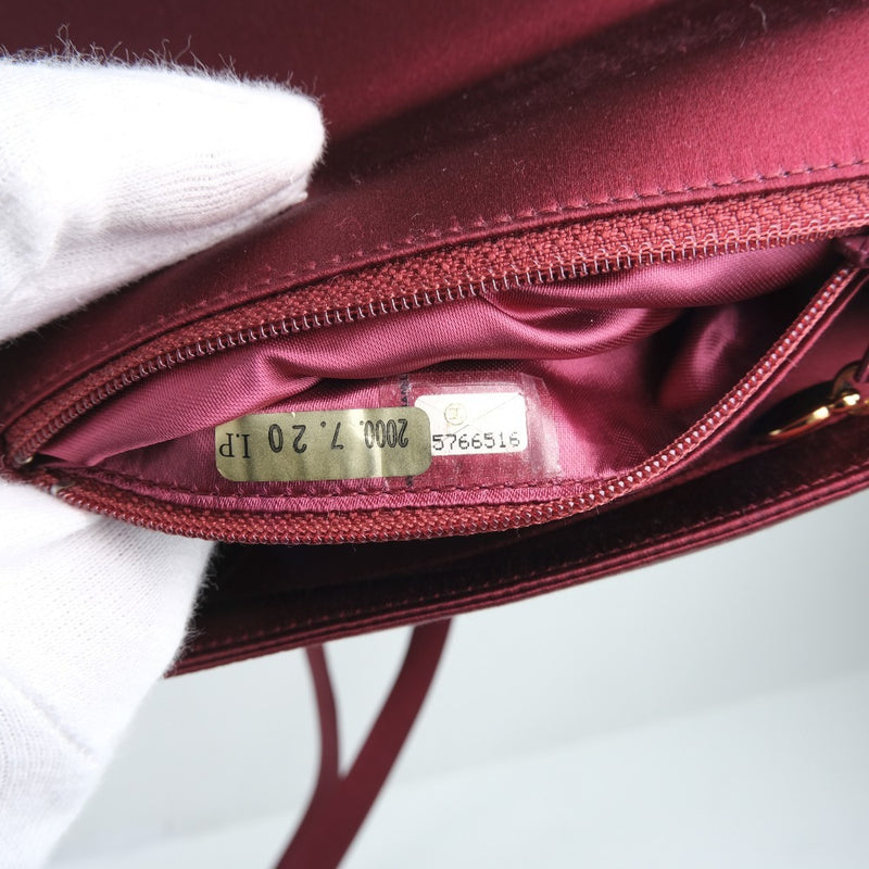[Chanel] Chanel 
 Bolsa de hombro de la fiesta 
 Coco Mark Satin X Rhinestone Burdeos Party Bag Ladies A-Rank