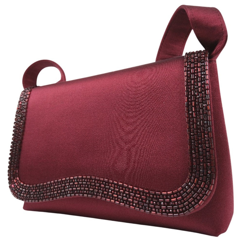 [CHANEL] Chanel 
 Party bag shoulder bag 
 Coco Mark Satin x Rhinestone Bordeaux PARTY BAG Ladies A-Rank