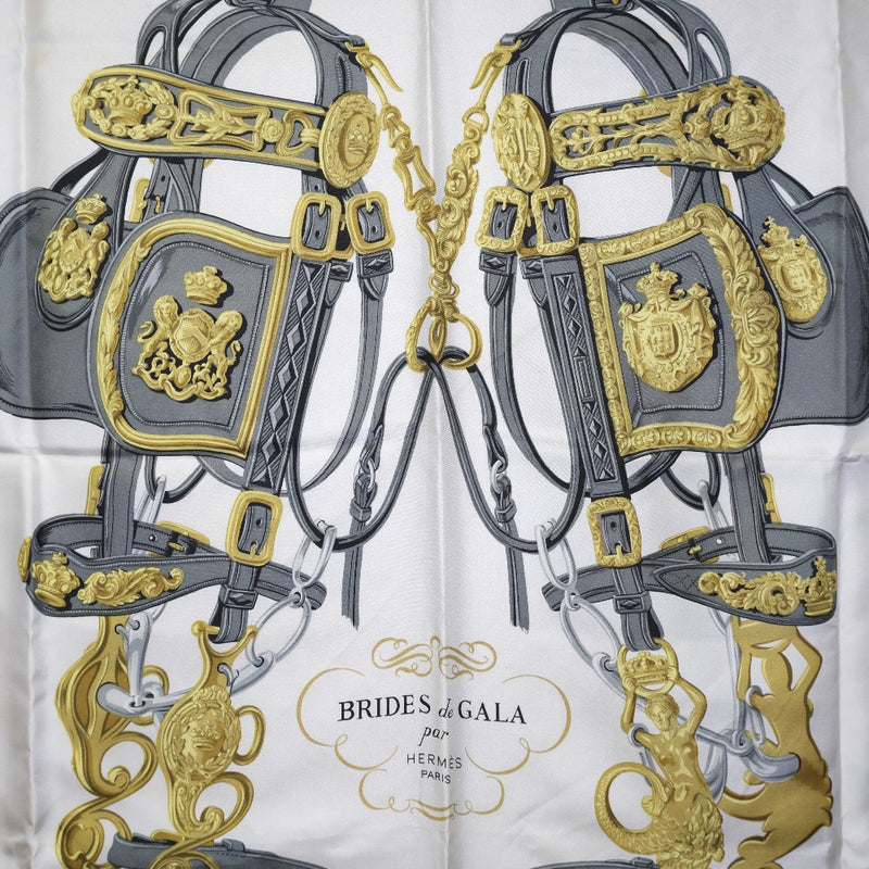 [HERMES] Hermes 
 Carre 90 scarf 
 BRIDES DE GALA Silk White CARRE90 Ladies