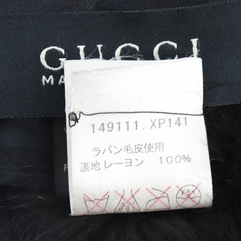 【GUCCI】グッチ
 ショール
 ラビットファー×レーヨン 黒 レディースA-ランク