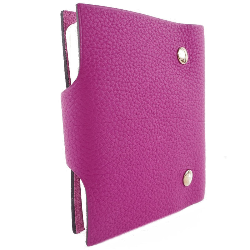 [HERMES] Hermes 
 Yurismini notebook cover 
 Togo Pink A engraved snap button URIS mini Ladies A+Rank