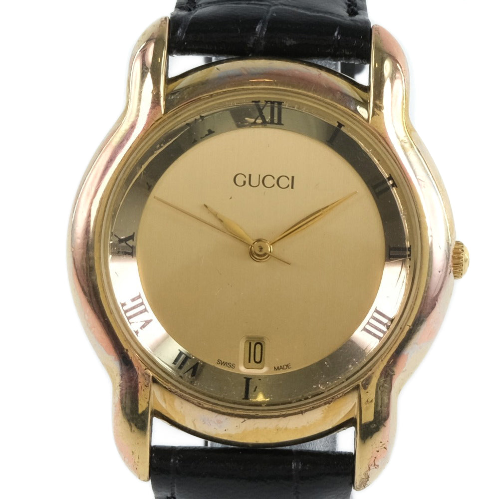 GUCCI] Gucci 5100m wristwatch Stainless Steel x Leather Gold
