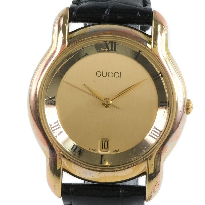 GUCCI] Gucci 5100m wristwatch Stainless Steel x Leather Gold