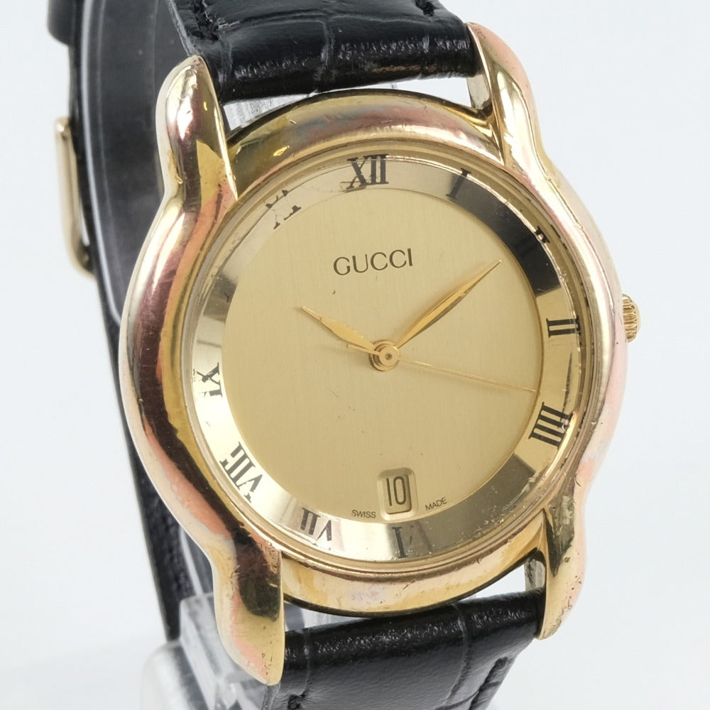 GUCCI] Gucci 5100m wristwatch Stainless Steel x Leather Gold