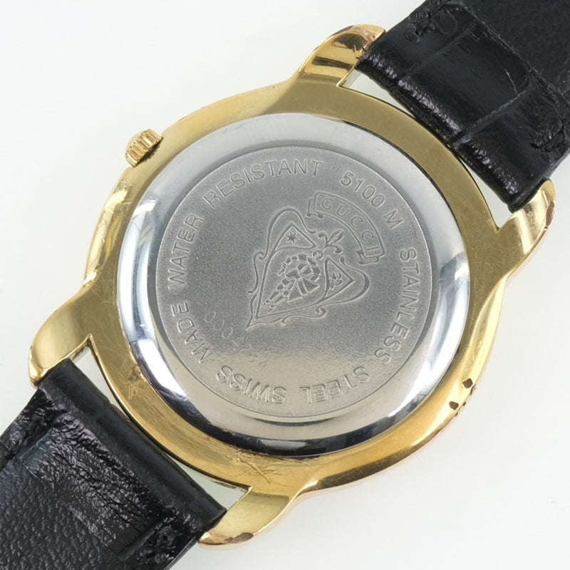 GUCCI] Gucci 5100m wristwatch Stainless Steel x Leather Gold