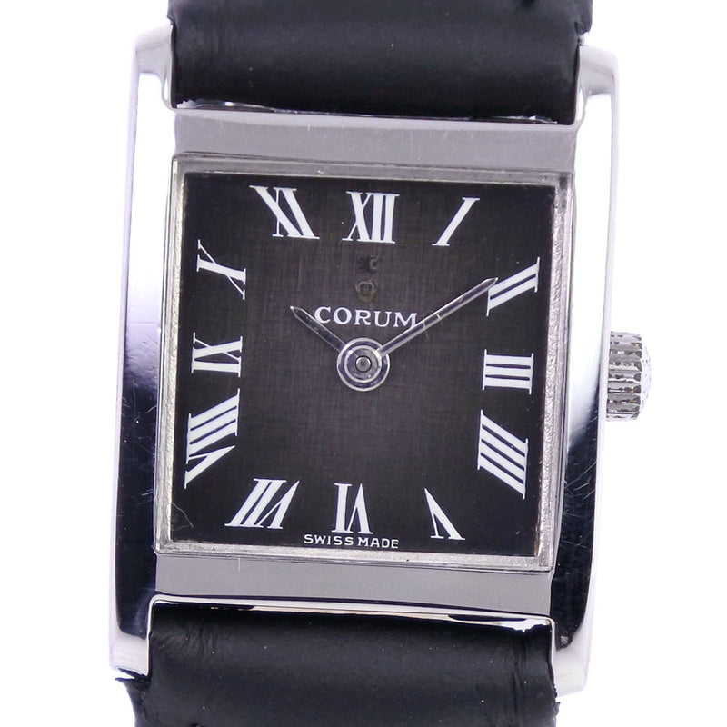 [CORUM] Corm 
 watch 
 Cal.97078 Stainless steel black hand -rolled analog display black dial ladies