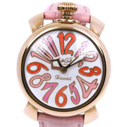 [Gaga Milano] Gaga Milan Manualle 40 Watch 5012.wh.kala acero inoxidable x cuero rosa rosa analógico l exhibición estiércol 40 unisex