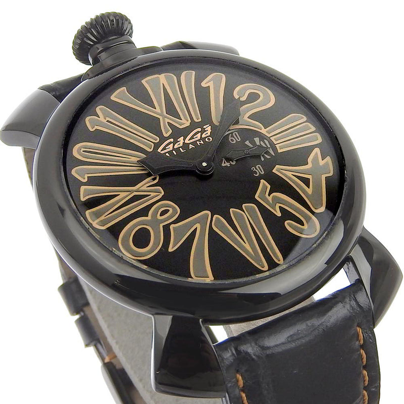 [Gaga Milano] Gaga Milano 
 Limb de estiércol 46 relojes 
 5086 ACERADO DE ACERADO ACERADO ACEARNO NEGRO PANTALLA DE DIFLE NEGRO DE NEGRO SLIM 46 HOMBRESS