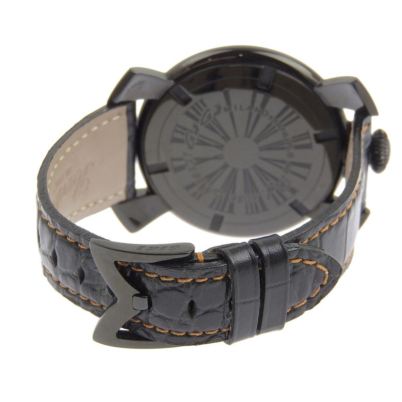 [Gaga Milano] Gaga Milano 
 Limb de estiércol 46 relojes 
 5086 ACERADO DE ACERADO ACERADO ACEARNO NEGRO PANTALLA DE DIFLE NEGRO DE NEGRO SLIM 46 HOMBRESS