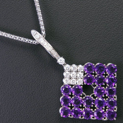 Collier K18 White Gold X Amethyst x Diamond Purple D0.58 Tampon de tampon environ 10,5 g de femmes A +