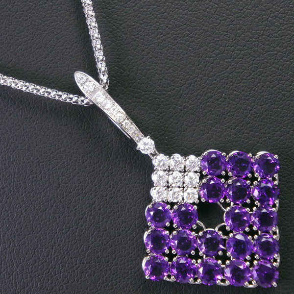 collar 
 K18 Gold White X Amethyst x Diamond Purple D0.58 Sello cuadrado aproximadamente 10.5 g Damas A+Rango