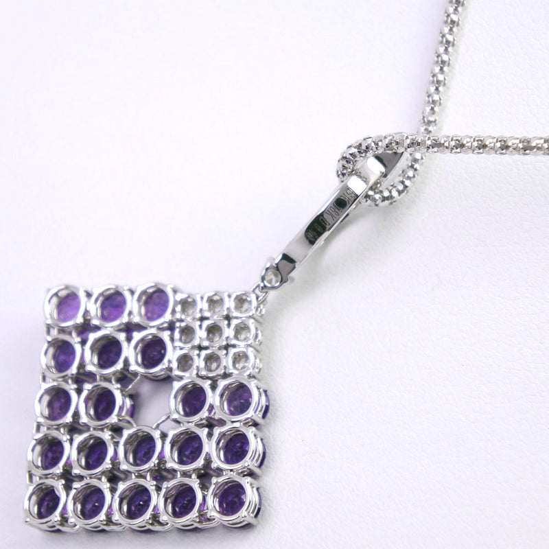 Collier K18 White Gold X Amethyst x Diamond Purple D0.58 Tampon de tampon environ 10,5 g de femmes A +