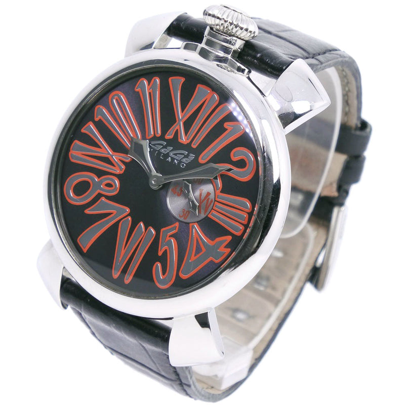 [GAGA MILANO] Gaga Milano 
 Manure 46 Watches 
 5084 stainless steel x leather black quartz black dial Manuale 46 unisex