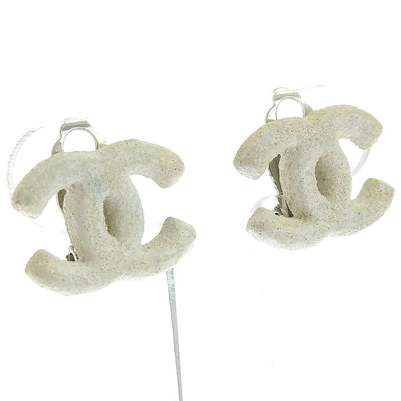 [Chanel] Pendientes de Chanel COCO Mark Metal White 03A grabado aprox. 9.5G Mujeres
