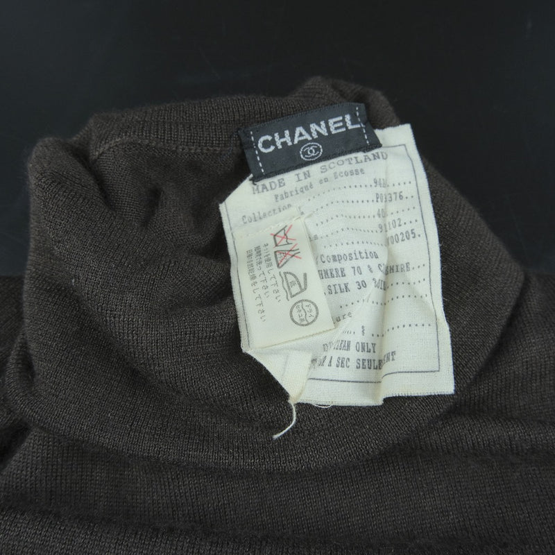 [Chanel] Chanel 
 Abrigo de cuello alto 
 Knit P03376 Cashmere x Silk Teseck Turtleneck Damas A-Rank