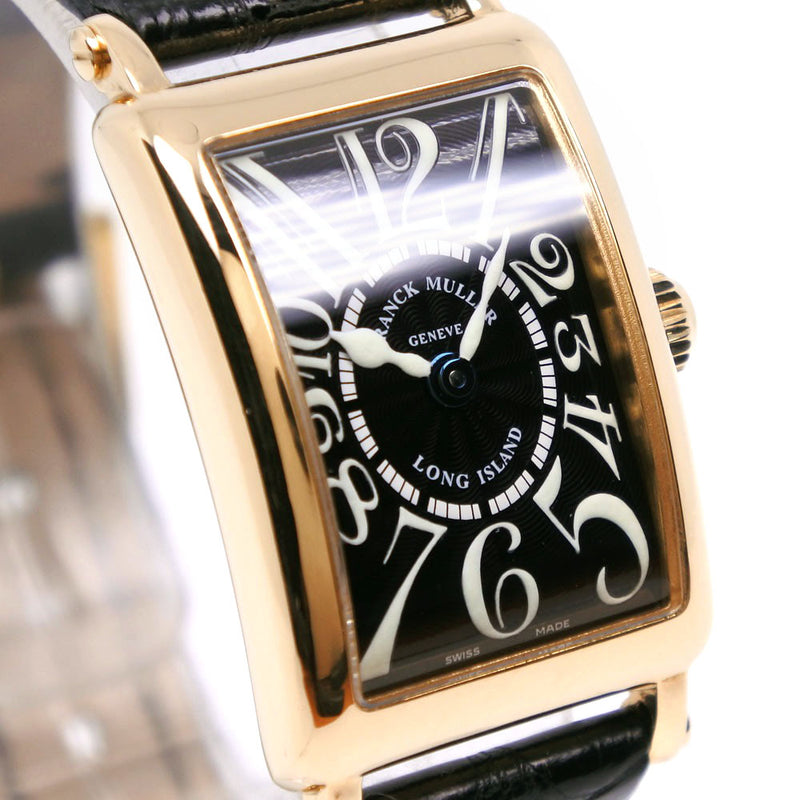 【FRANCK MULLER】フランクミュラー
 ロングアイランド 腕時計
 802QZ K18イエローゴールド×クロコダイル 黒 クオーツ アナログ表示 黒文字盤 Long Island レディースA-ランク