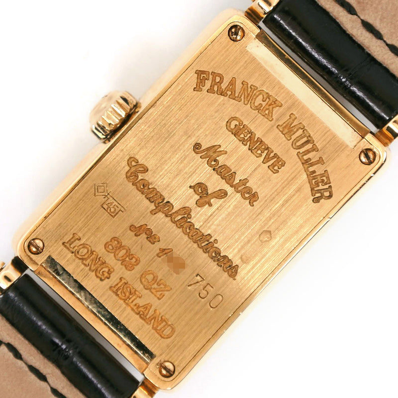 【FRANCK MULLER】フランクミュラー
 ロングアイランド 腕時計
 802QZ K18イエローゴールド×クロコダイル 黒 クオーツ アナログ表示 黒文字盤 Long Island レディースA-ランク