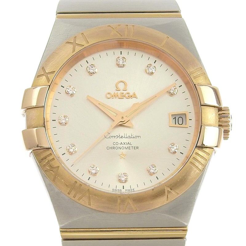 [Omega] Omega 
 Constellation watch 
 11p diamond 123.20.35.20.52.001 Stainless steel x K18 Pink gold pink gold automatic winding analog display silver CONSTELLATION Men's
