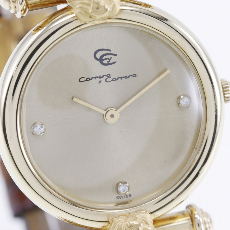 [Carrera y Carrera] Kalerai Calera 
 Reloj de pantera 
 K18 Gold amarillo × Crocodile Quartz Analog Dial Dial Panther Men's
