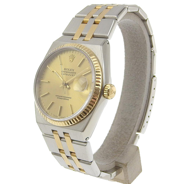 【ROLEX】ロレックス
 オイスターパーペチュアル 腕時計
 デイトジャスト cal.5035 17013 ゴールド＆スチール クオーツ ゴールド文字盤 Oyster perpetual メンズAランク