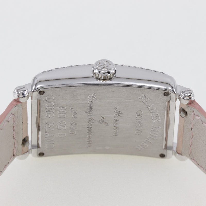 【FRANCK MULLER】フランクミュラー
 ロングアイランド 腕時計
 ダイヤベゼル 900QZD K18ホワイトゴールド×クロコダイル クオーツ アナログ表示 ピンク文字盤 Long Island レディースA-ランク