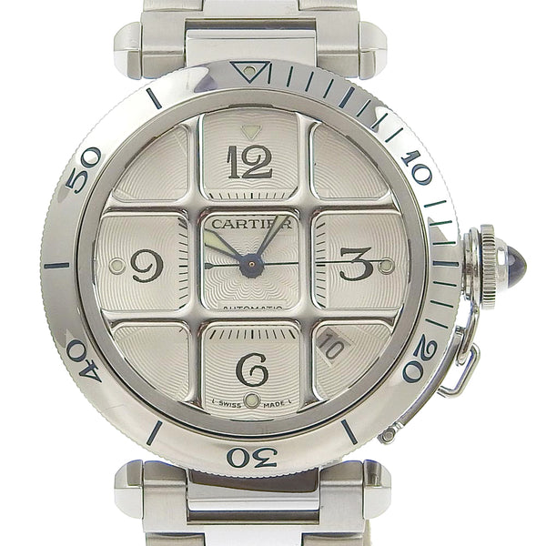 [Cartier] Cartier 
 Pasha Grid 38 Watches 
 Back ski W31040H3 Stainless steel silver Automatic white dial PASHA Grid 38 Men A-Rank