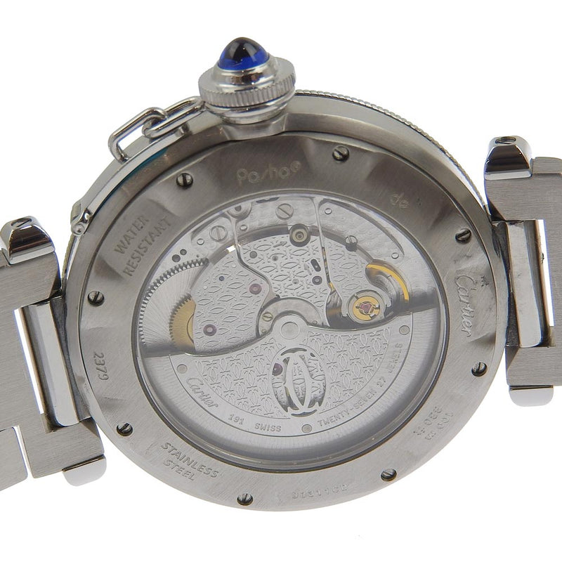 [Cartier] Cartier 
 Pasha Grid 38 relojes 
 Ski posterior W31040H3 Silver de acero inoxidable Automático White Dial Garra Pasha 38 Hombres A-Rank