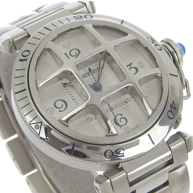 [Cartier] Cartier 
 Reloj Pasha Grid 
 Ski posterior W31040H3 Silver de acero inoxidable Automático de marcación blanca Pasha Grid Men's