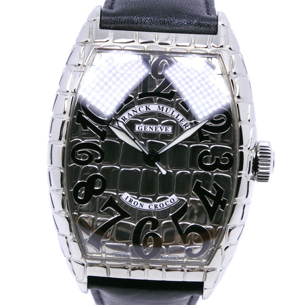 [Franck Muller] Frank Muller 
 Reloj de garra de hierro 
 Tonokker Backs 8880SC acero inoxidable x cuero negro dial de plateado plateado cocodrilo A-rank para hombres