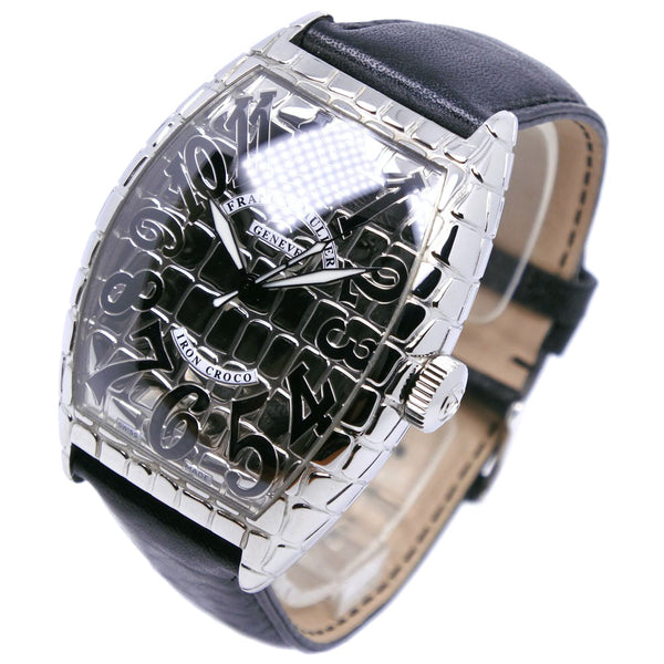 【FRANCK MULLER】フランクミュラー
 アイアンクロコ 腕時計
 トノーカーべックス 8880SC ステンレススチール×レザー 黒 自動巻き シルバー文字盤 Iron crocodile メンズA-ランク