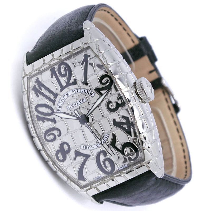 【FRANCK MULLER】フランクミュラー
 アイアンクロコ 腕時計
 トノーカーべックス 8880SC ステンレススチール×レザー 黒 自動巻き シルバー文字盤 Iron crocodile メンズA-ランク