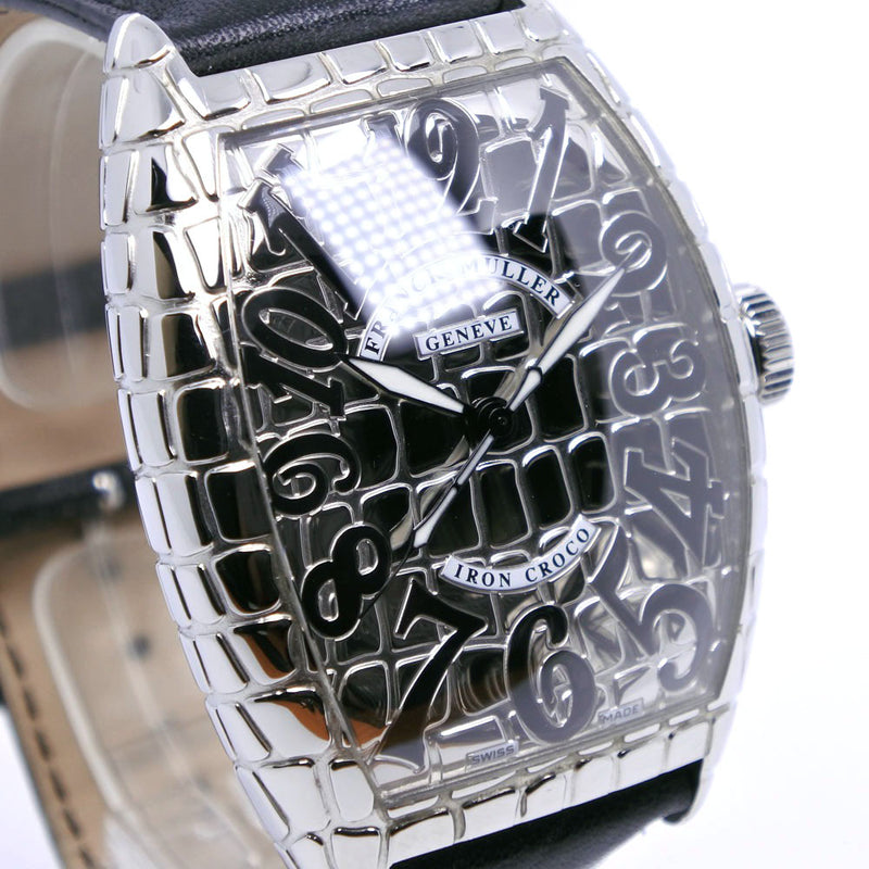 【FRANCK MULLER】フランクミュラー
 アイアンクロコ 腕時計
 トノーカーべックス 8880SC ステンレススチール×レザー 黒 自動巻き シルバー文字盤 Iron crocodile メンズA-ランク