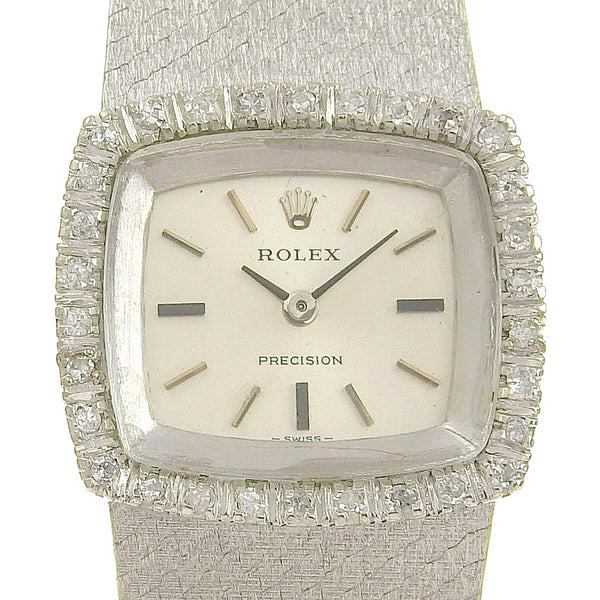 [ROLEX] Rolex 
 Precision watch 
 Diamond Besel Cal.1400 2652 K18 White Gold Silver hand -rolled silver dial Precision Ladies