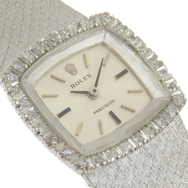 [Rolex] rolex 
 Reloj de precisión 
 Diamond Besel Cal.1400 2652 K18 Gold de oro blanco Silver -Roled Silver Dial Precision Damas