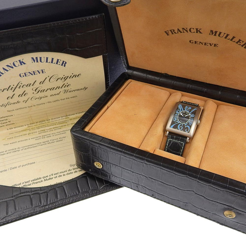 [Franck Muller] Frank Muller 
 롱 아일랜드 시계 
 300 Limited 952Qz K18 화이트 골드 X 악어 검은 석영 아날로그 롱 다이얼 롱 아일랜드 남성용 남성