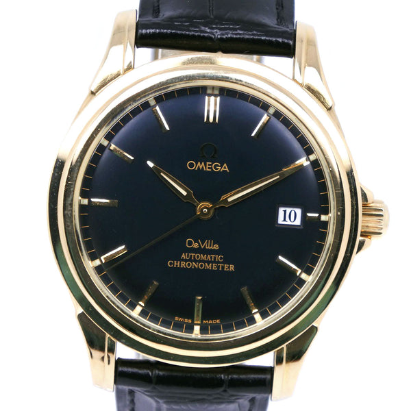 [Omega] Omega 
 Devil/Devil Watch 
 Corexual chronometer 4631.80.33 18KYellow gold xEmbossed Leather black Mechanical Automatic Black dial de Ville Men's