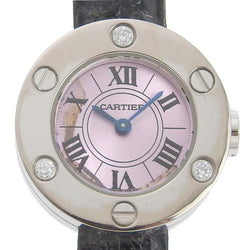 [Cartier] Cartier 
 Mira de amor 
 WE801231 K18 Gold White X Crocodile x Diamond Black Quartz Pink Dial Love Watch Ladies B-Rank